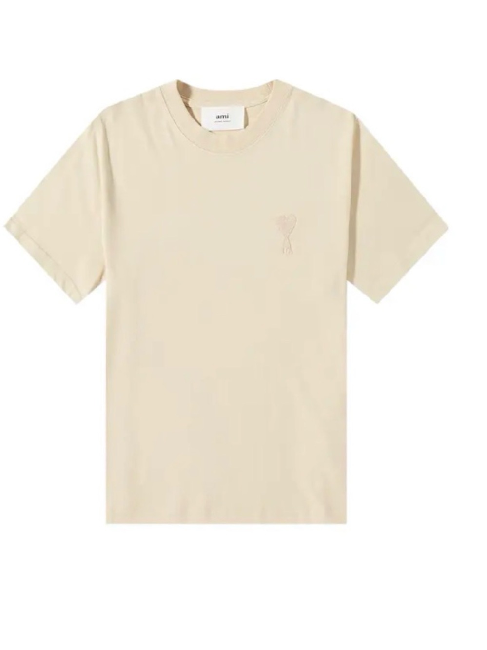Ami Men's Cream Short-Sleeve Logo Tee